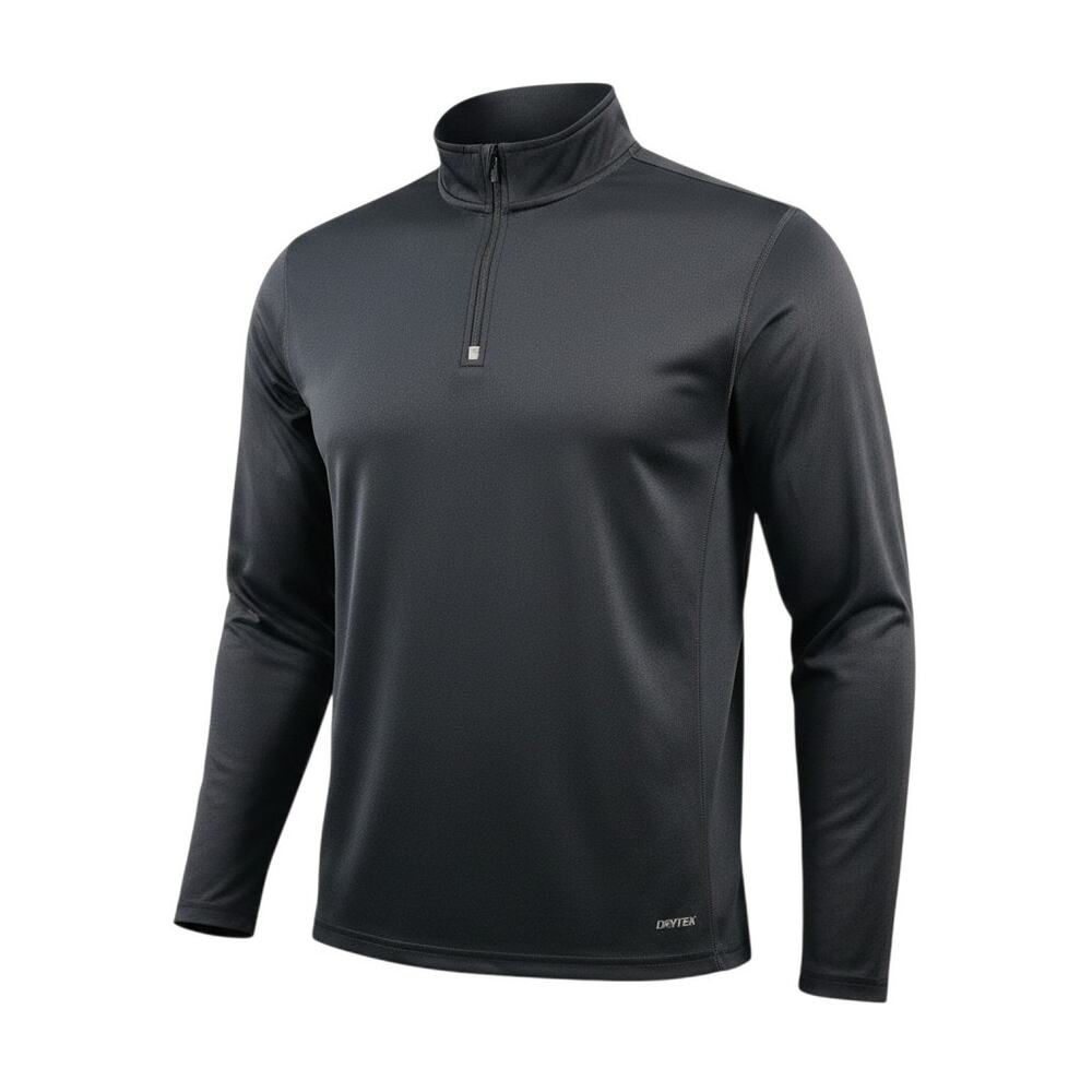 Tek Gear DryTek Men's 1/4 Zip Athletic Shirt Black XL Long Sleeve